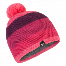 apica SALEWA PUEZ POM POM 2 KID BEANIE 1531 ROUGE RED STRIPES