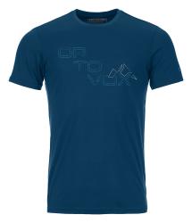 Triko Ortovox 185 Merino Tangram Logo T-shirt Men's Petrol Blue