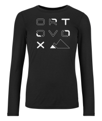 Triko Ortovox 185 Merino Brand Outline Ls Women's Black Raven