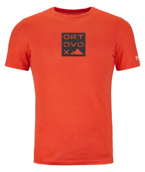 Triko Ortovox 185 Merino Square T-shirt Men's Hot Orange