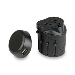 adaptr LIFESYSTEMS UNIVERSAL TRAVEL ADAPTOR WITH USB BLACK